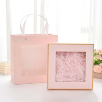 Paquet de boîte cadeau personnalisée avec fenêtre transparente sac cadeau costume anniversaire Valentine Mather Day emballage cadeau boîtes pliantes avec poignée