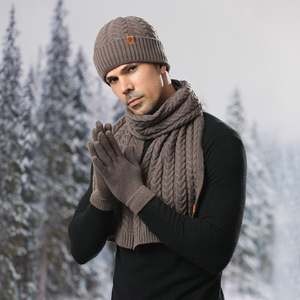 Ensembles de bonnets personnalisés avec logo pour <span class=keywords><strong>homme</strong></span>, doublés en polaire, chauds <span class=keywords><strong>et</strong></span> élé<span class=keywords><strong>gants</strong></span>, <span class=keywords><strong>bonnet</strong></span> d'hiver élégant en tricot côtelé, ensemble écharpe, <span class=keywords><strong>bonnet</strong></span> <span class=keywords><strong>et</strong></span> <span class=keywords><strong>gants</strong></span> - Product Image 4