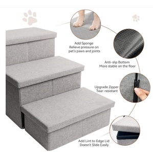 Escabeau pliable pour animaux de compagnie, pour petits chiens et chats, avec rangement pour lit et canapé, rampe portable avec espace de rangement, marches pour animaux de compagnie - Product Image 4