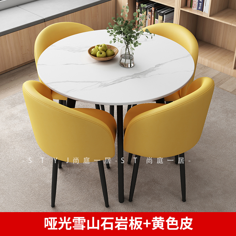 80 cm ardesia opaca + 4 sedie, pelle gialla