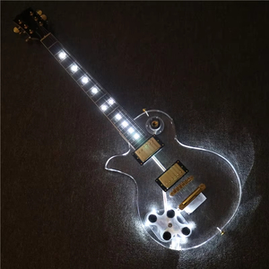 Guitare en acrylique transparente personnalisable avec lumières LED changeantes - Product Image 1
