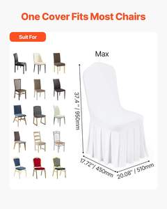 Housse de chaise de mariage en polyester blanc extensible avec volants, pour fêtes, banquets et décorations de mariage - Product Image 2