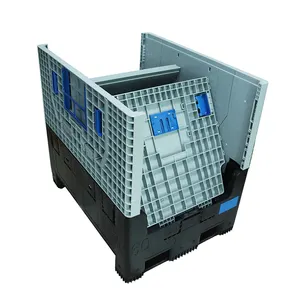 Caisse de rangement pliable, boîte de livraison, en plastique, Look bois, palette pliable, en plastique