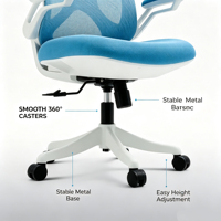 Chaise de bureau exécutive contemporaine luxueuse en maille avec design ergonomique, hauteur réglable et base rotative en acier
