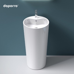 Lavabo a <span class=keywords><strong>colonna</strong></span> autoportante in pietra artificiale Doporro, design moderno e minimalista, per hotel e pensioni in Germania - Product Image 5