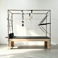 Appareil de Pilates Reformer Professionnel en Bois Réglable pour l'Alignement Corporel Complet, Entraînement de Yoga et d'Équilibre, Lit-Chaise pour Entraînement à Domicile