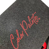 Boîte d'emballage de luxe personnalisée avec ruban magnétique et fermeture en papier pailleté noir avec logo paquet d'extension de cheveux à chaud rouge