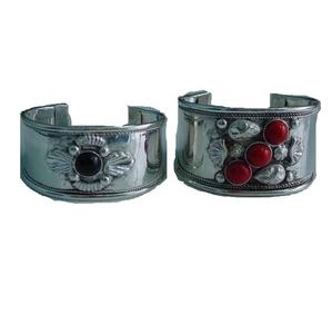 Pulsera de latón con mosaico de piedra de último diseño en pulseras de Metal chapadas en plata, pulseras de joyería de moda de latón para mujer - Product Image 1