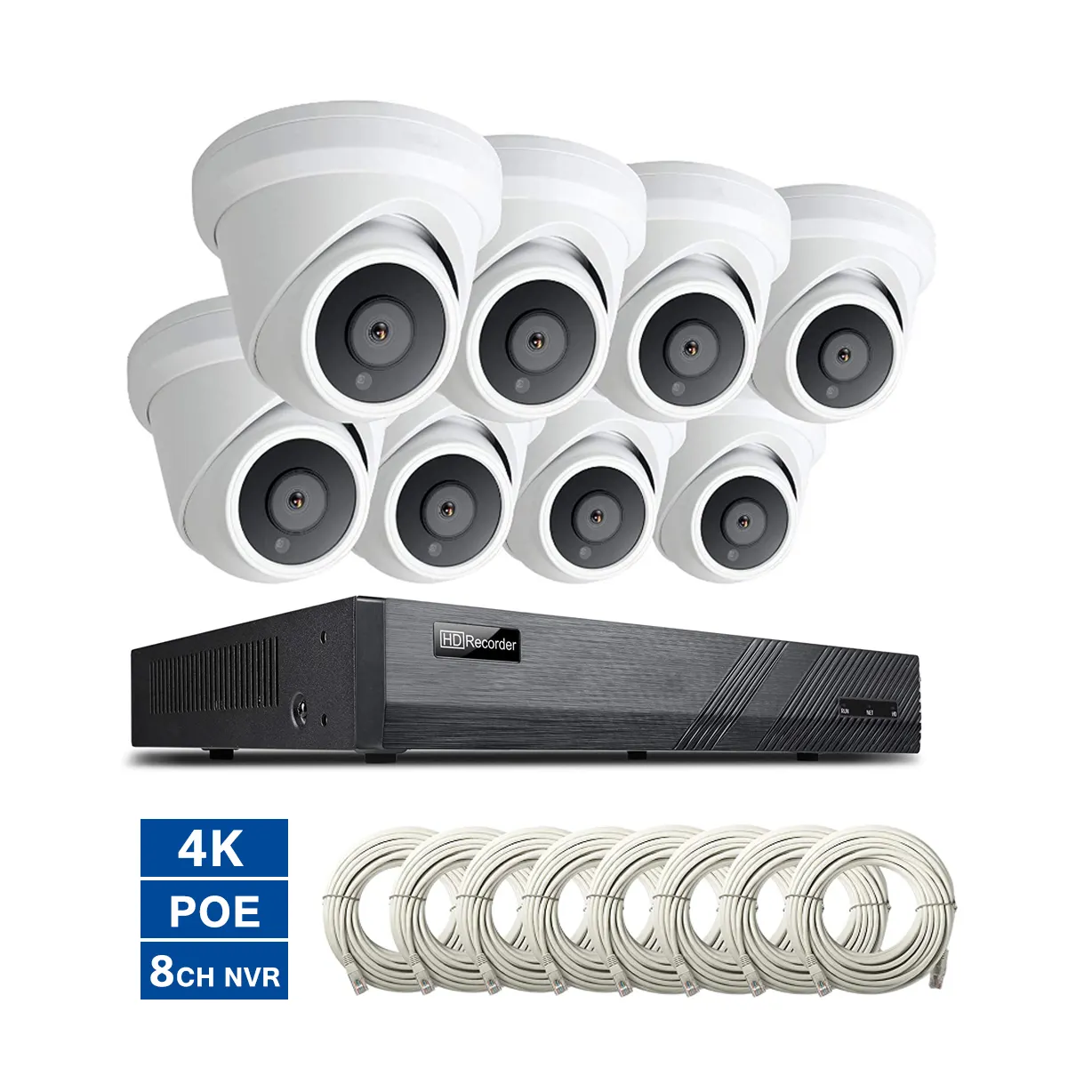 8MP 8ch H.265 Poe Ip Kamera Keamanan Sistem Menara Dome Kamera 4K Pengawasan Cctv 30M Ir Smart Manusia & Deteksi Kendaraan