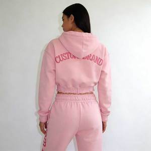 Ensemble sweat-shirt et pantalon de survêtement streetwear personnalisés, coupe cousue, avec appliques et broderie dégradées, survêtements pour femmes - Product Image 2