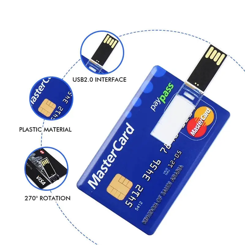 Card Shape Memorias USB Stick Memory Flash Disk Pendrive 128GB 64GB 32GB 16GB 8GB 4GB 2GB 1GB 512MB Credit Card USB Flash Drive