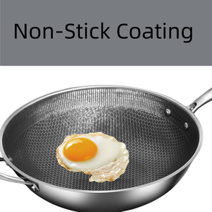 <span class=keywords><strong>Wok</strong></span> <span class=keywords><strong>en</strong></span> acier inoxydable de conception antiadhésive <span class=keywords><strong>en</strong></span> nid d'abeille de qualité supérieure avec couvercle <span class=keywords><strong>en</strong></span> verre pour une cuisine polyvalente - Product Image 3
