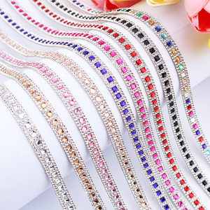 Ruban adhésif en strass, bande de <span class=keywords><strong>diamants</strong></span> en verre autocollante, décoration en cristal pour garniture de vêtements, vente en gros - Product Image 3