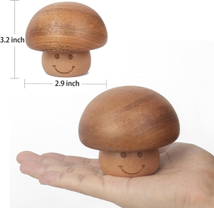 Boîte à musique artisanale en bois naturel en forme de champignon, tendance et populaire, avec un adorable <span class=keywords><strong>mini</strong></span> visage souriant, pour la décoration de bureau - Product Image 1