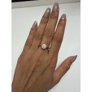 Bague empilable Fleur de Diamant, Diamant de laboratoire taille ronde, Or massif 14K 18K, Solitaire, Bande florale de luxe, Bague de promesse, Prix de gros usine B2B - Product Image 1