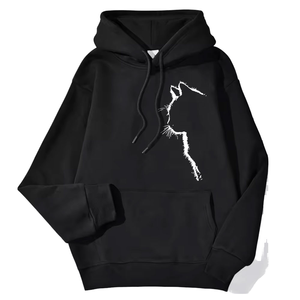 Sweat à capuche noir 350 GSM de haute qualité personnalisé avec impression de dessin mignon, coupe décontractée ample, vente en gros pour unisexe - Product Image 1