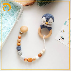 <span class=keywords><strong>Penguin</strong></span> Crochet Bambino di Cura Bracciali di Legno Massaggiagengive Silicone Ciuccio Succhietto Clip Sensoriale Giocattoli Dentizione Del Bambino Per Il Regalo - Product Image 2