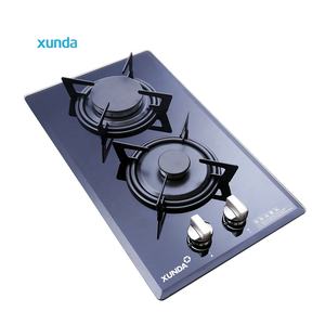 Xunda Chine Prix de gros usine Plaque de cuisson à <span class=keywords><strong>gaz</strong></span> encastrable 30 cm <span class=keywords><strong>Domino</strong></span> 2 brûleurs avec verre trempé noir - Product Image 1
