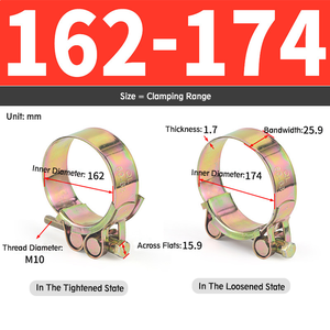 Collier de serrage robuste à boulon en T – Style européen, bande solide à fil unique, en acier au carbone peint, réglable (pouces/métrique) - Product Image 2