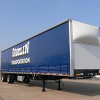 Bâche en polyester enduite de PVC numérique couleur pleine personnalisée, durable, pour rideau latéral de camion semi-remorque avec mât de drapeau en aluminium