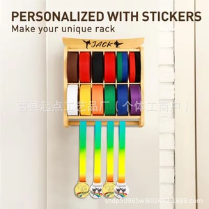 Wooden Taekwondo Belt <b>Rack</b> Two Layer Wall Mounted For Home Gym Use - Product Image 2