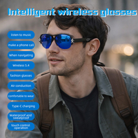 Gafas de Sol Inalámbricas de Lujo para Hombre F08 Max Blue, Lentes Polarizadas, Carga Tipo C, Control Táctil, Resistentes al Agua IPX-4, IA