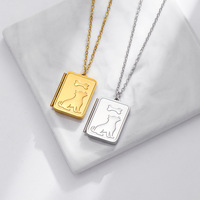Collier médaillon commémoratif pour animaux de compagnie, boîte à souvenirs, cendres, photo, pendentif pour maman de chien, chaîne en acier inoxydable, chaîne en bambou, unisexe, commémoratif