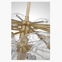 Lustre contemporain en verre transparent, luminaire suspendu moderne en laiton doré de luxe pour salle à manger et salon
