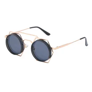 Новое поступление модные ретро оттенки круглые линзы металлические панк фантастические очки в стиле стимпанк Мужские Женские 2022