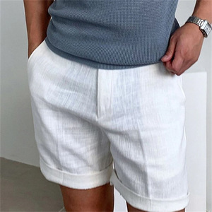 Ready to Ship <strong>Men</strong> Clothes Solid Color Summer <strong>Shorts</strong> Casual <strong>White</strong> <strong>Linen</strong> <strong>Shorts</strong> 2024 - Product Image 1