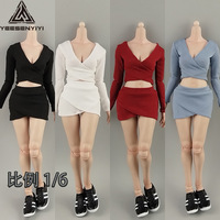 Ensemble sexy 12 pouces pour poupée 1/6 : Haut court croisé à col en V et jupe courte, vêtements de soldat faits main, série fantaisie articulée pour jouets