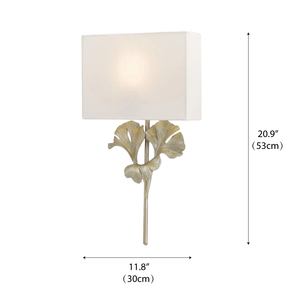 Applique murale Art Déco, style botanique organique, en laiton, feuille <span class=keywords><strong>de</strong></span> Ginkgo, abat-jour en tissu, rectangulaire, unique, sculpturale, applique murale antique en Ginkgo - Product Image 5
