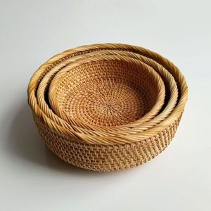 Set di Cesti Portaoggetti <span class=keywords><strong>in</strong></span> Rattan Intrecciato a Mano, Cesto <span class=keywords><strong>per</strong></span> Frutta <span class=keywords><strong>in</strong></span> <span class=keywords><strong>Vimini</strong></span> <span class=keywords><strong>per</strong></span> <span class=keywords><strong>Pane</strong></span>, Snack, Pasticcini, Tavolino da Caffè, Cucina, Arredamento Casa - Product Image 2