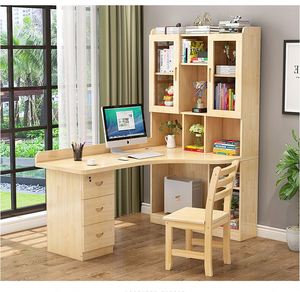 AILICHEN <span class=keywords><strong>Scrivania</strong></span> in Legno Massello con Libreria Integrata, <span class=keywords><strong>Scrivania</strong></span> per Studio Bambini, <span class=keywords><strong>Scrivania</strong></span> ad Angolo Integrata per Computer - Product Image 5