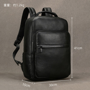 Sac à dos en <span class=keywords><strong>cuir</strong></span> véritable pour <span class=keywords><strong>homme</strong></span>, idéal pour les voyages transfrontaliers, sac d'école pour étudiant, sacoche pour ordinateur portable 15 pouces en <span class=keywords><strong>cuir</strong></span> de première qualité, respirant - Product Image 2