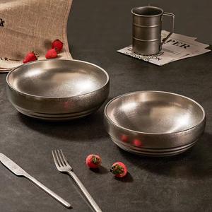 Set di Stoviglie Retrò a Fiocco di Neve in Acciaio Inox, Piatti e Ciotole per Insalata e Frutta, Stile Moderno Personalizzato, Ciotole per Ristorante BBQ Coreano - Product Image 4