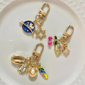 Refined Tortoise Enamel Keychain Personalized Purse & Bag Charm, Custom Metal Car Keychains for Women