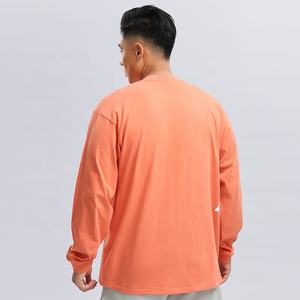 260gms poids lourd surdimensionné pur coton t-shirts blanc à manches longues t-shirt entraînement hommes chemise en coton - Product Image 3