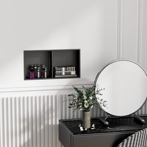 Carrelage mural de niche étanche 60x30cm pour <span class=keywords><strong>douche</strong></span> moderne de luxe Insert exclusif <span class=keywords><strong>noir</strong></span> <span class=keywords><strong>mat</strong></span> or brossé 2 étagères Design pour salles de bains - Product Image 4