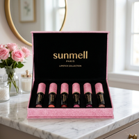 Coffrets cadeaux de brillant à lèvres rose personnalisés avec plastification mate couvercle rigide à rabat pour soins de la peau sérum crème pour le visage impression en relief