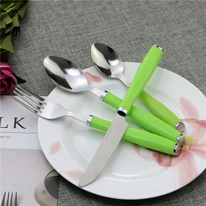 Juego de cubiertos de acero inoxidable con mango de plástico, superventas en Sudamérica, 24 unidades - Product Image 5