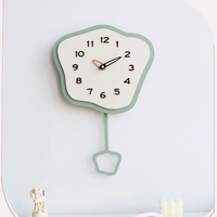Jam Dinding MDF Scenic Quartz Needle Display untuk Ruang Tamu Kamar Tidur - Gaya Antik Modern Bertenaga Baterai