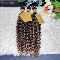 Cabello Humano Ondulado Profundo para Trenzas Boho, Cabello a Granel Ondulado y Mojado, Cabello Humano a Granel para Trenzar, Color Personalizado