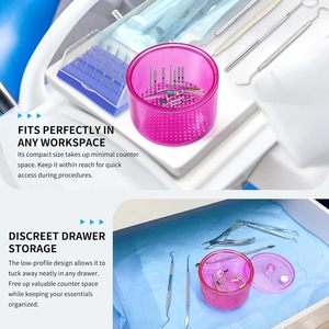 Caja limpiadora de fresas dentales de plástico con filtro y tapón de ventilación, caja redonda para remojar fresas - Product Image 3
