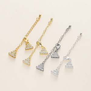 Triangular Extension Chain Pendant With Zircon <b>Copper</b> Plated For <b>Bracelet</b> Making DIY Jewelry Accessories - Product Image 5