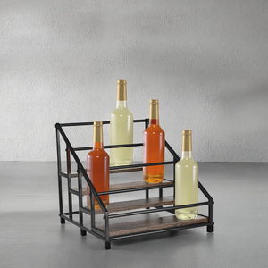 Porte-bouteilles moderne avec structure métallique, support de rangement et d'exposition pour bouteilles de vin sur pied - Product Image 2