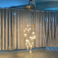 Lustre en verre cristal pour restaurant, escalier, LED, acier, 20-80, éclairage intérieur moderne, personnalisable, plafonnier en verre E27, 100