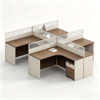 Poste de travail modulaire en L pour bureau, avec cloison en verre dépoli à lattes, verrouillable, pour bureau mobile