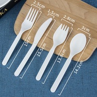 Ensemble de couverts compostables en PLA avec couteau, fourchette, cuillère et serviette, emballage personnalisé pour les fournitures de restaurant