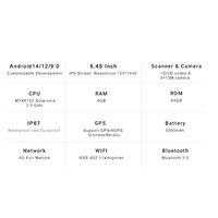 PDA portable Android 14 GMS 5,5 pouces IP67 NFC avec coque de protection, collecteur de données mobiles, scanner Android 8 cœurs